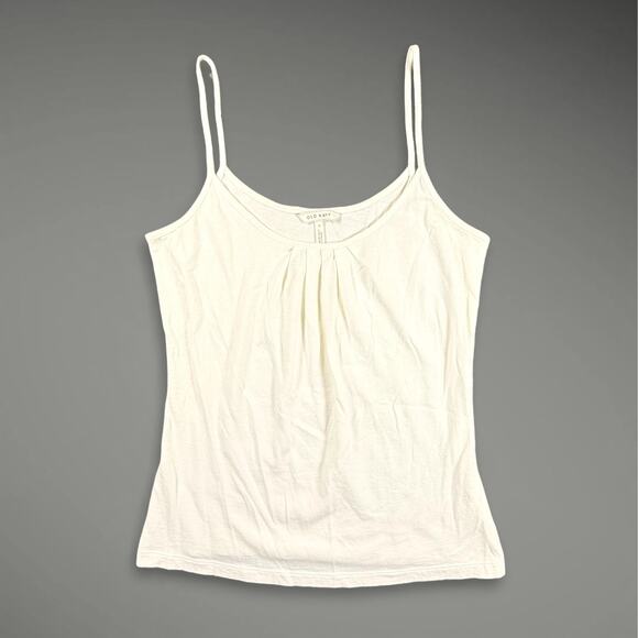 VTG 2008 Y2K Old Navy Basic Cami Tank Top Pleated Cream‎ Layer Beach Capsule S - Picture 2 of 10